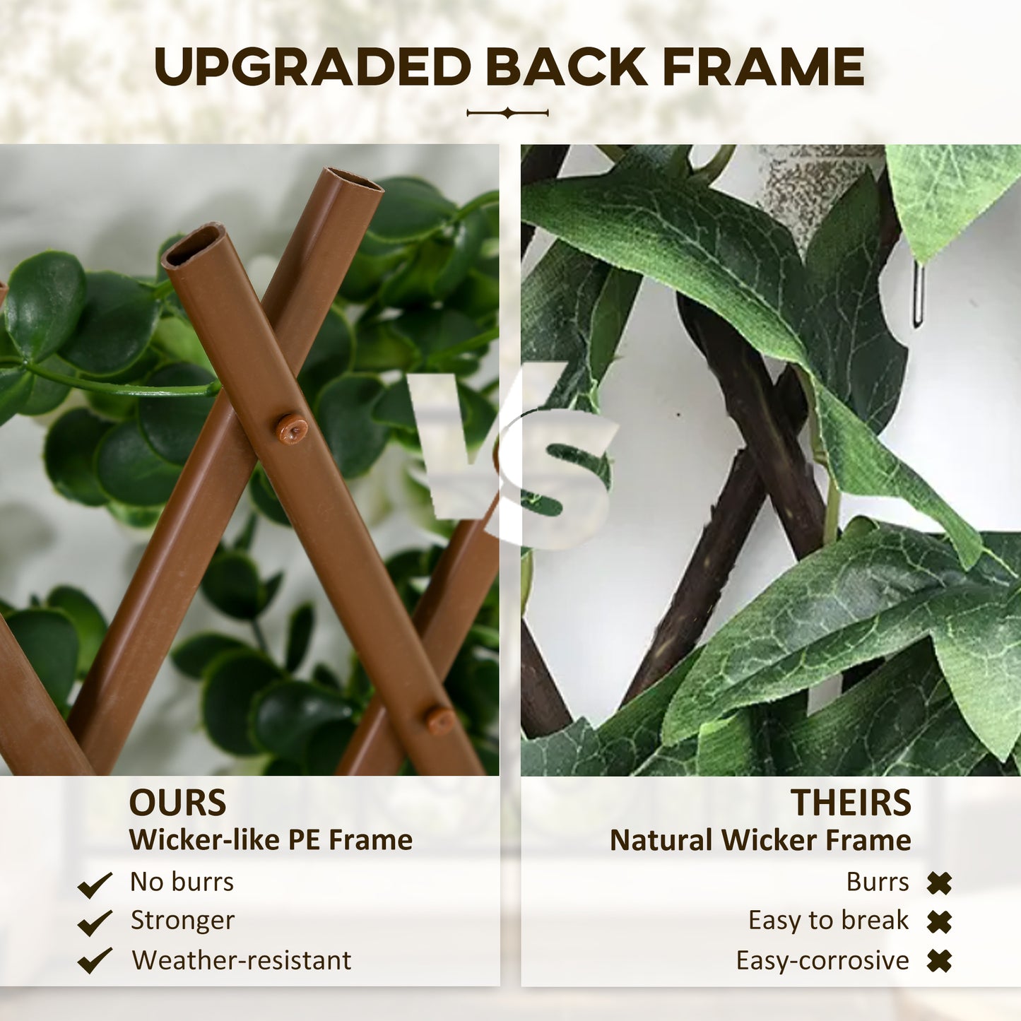 2pc Expanding Garden Trellis, 2 x 1m Faux Decorative Privacy Fence with Artificial Leaves