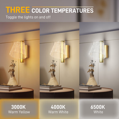 Led Wall Lamp 2 Pack, 5W Modern Indoor Starry Wall Light, Colour Temperature Adjustable 3000K/4000K/6500K, for Bedroom