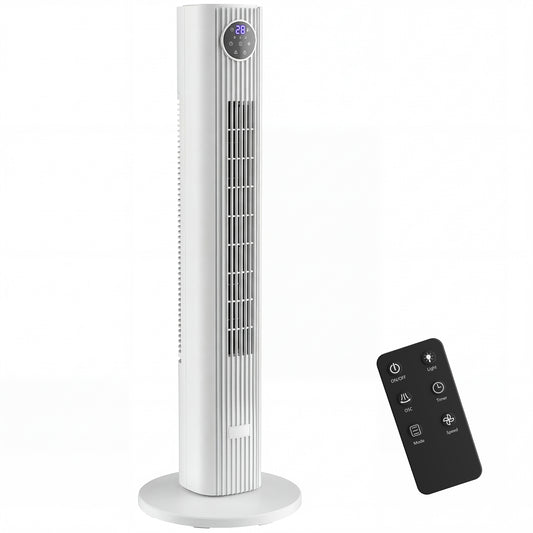 28dB Tower Fan for Bedroom, 36 inch, 8 m/s Velocity Standing Cooling Fan with 80° Oscillating, BLDC Motor, 12 Speeds