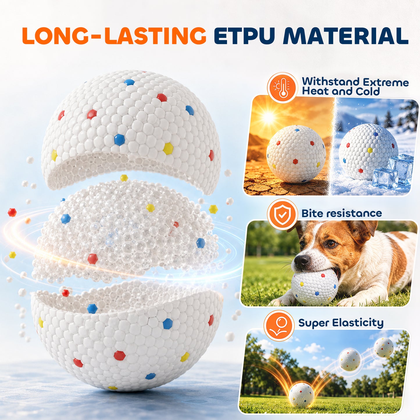 6 Pack Dog Balls Toys Fits Aggressive Chewers, Indestructible Teething and Water ETPU Balls for Throw and Fetch