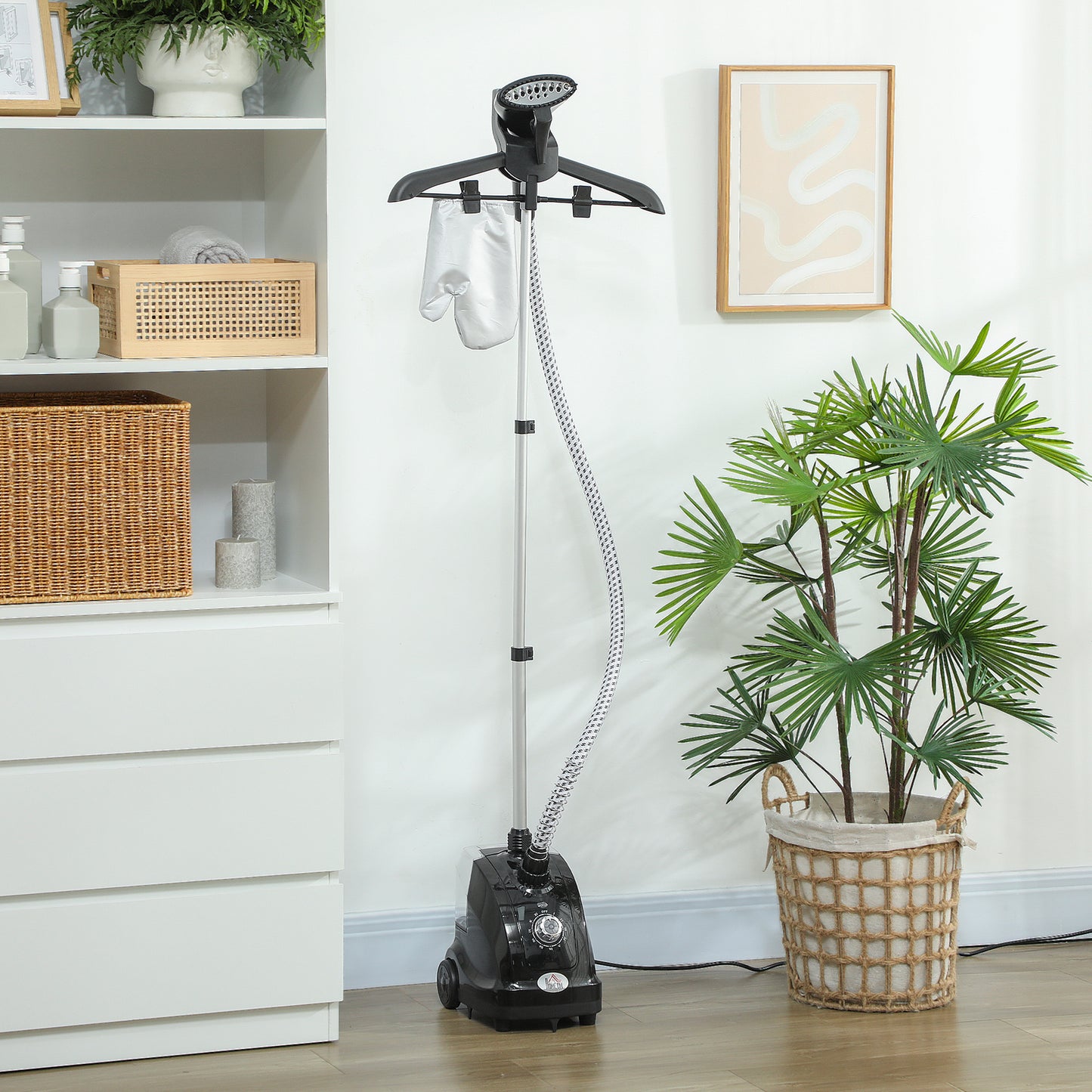 Clothes Steamer with Adjustable Pole Clothes Steamer 11 Steam Levels 41-110 cm Black