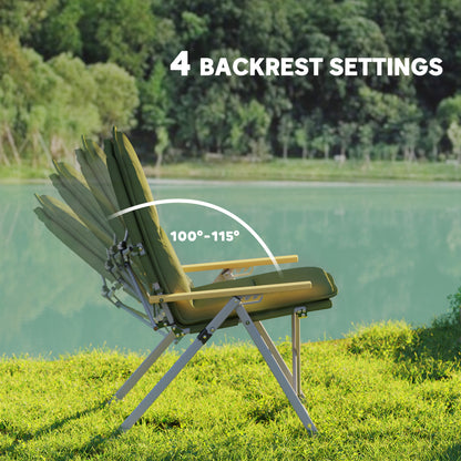 Portable Padded Camping Chair, with Bag - Green