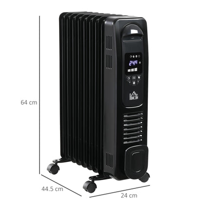 2000W Digital Oil Filled Radiator, 9 Fin, Portable Electric Heater with LED Display, 24-Hour Timer, 3 Heat Settings