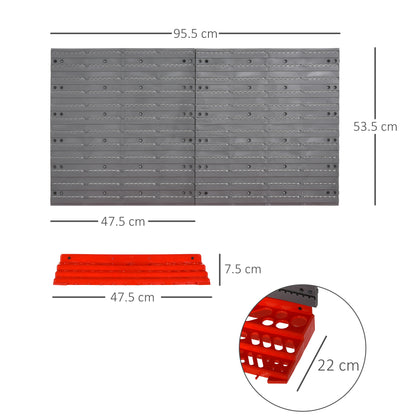 54 Pcs On-Wall Tool Equipment Holding Pegboard Home DIY Garage Organiser DIY w/ 50 Pegs 2 Shelves