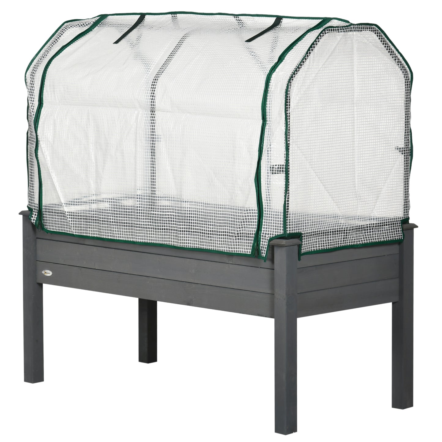 Raised Garden Bed Outdoor Elevated Wood Planter Box w/ PE Cover, Dark Grey