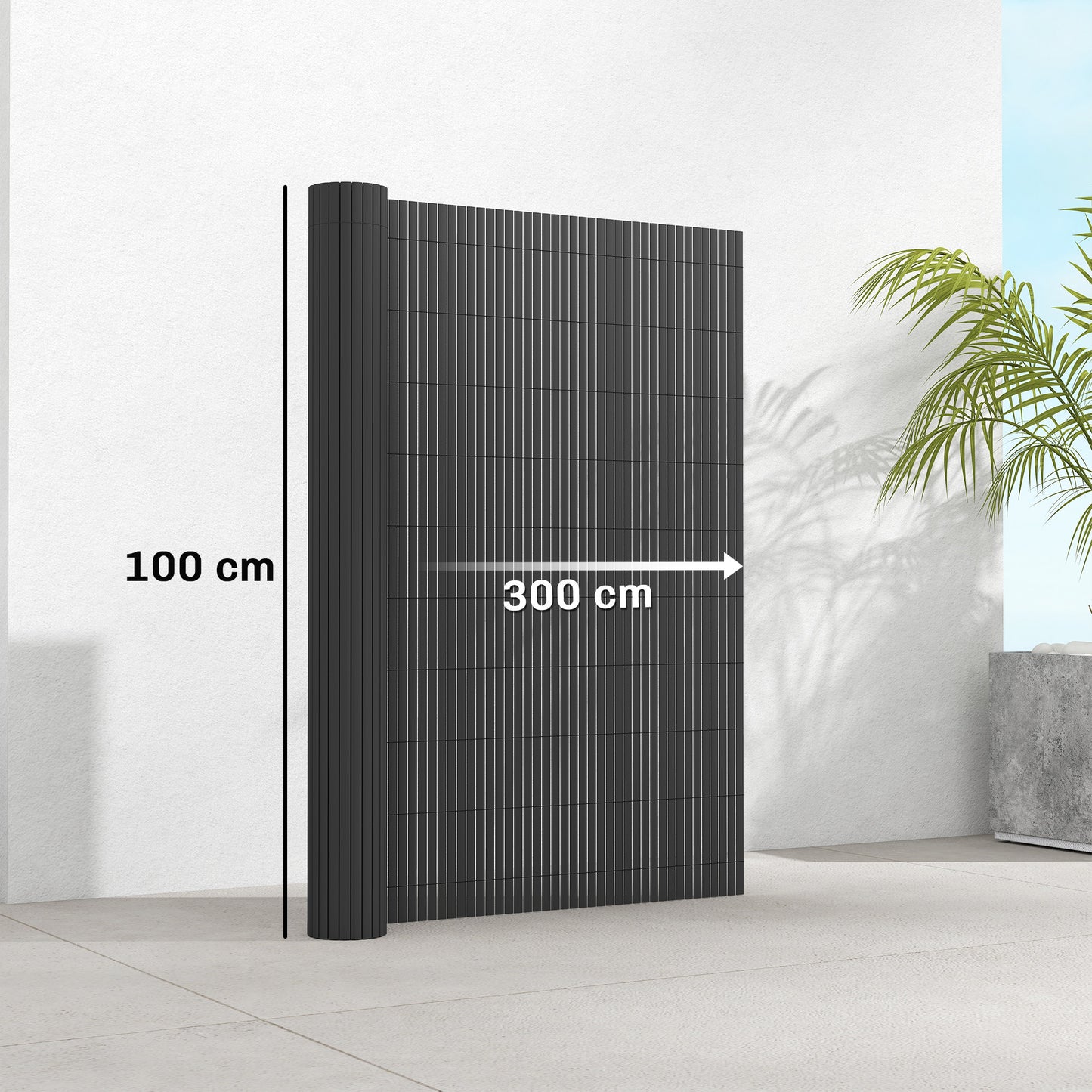2Pcs Plastic Privacy Screening Fence, 1m x 3 m Waterproof Windbreak Fence, Dark Grey
