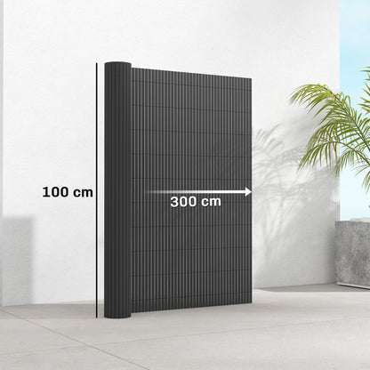 2Pcs Plastic Privacy Screening Fence, 1m x 3 m Waterproof Windbreak Fence, Dark Grey