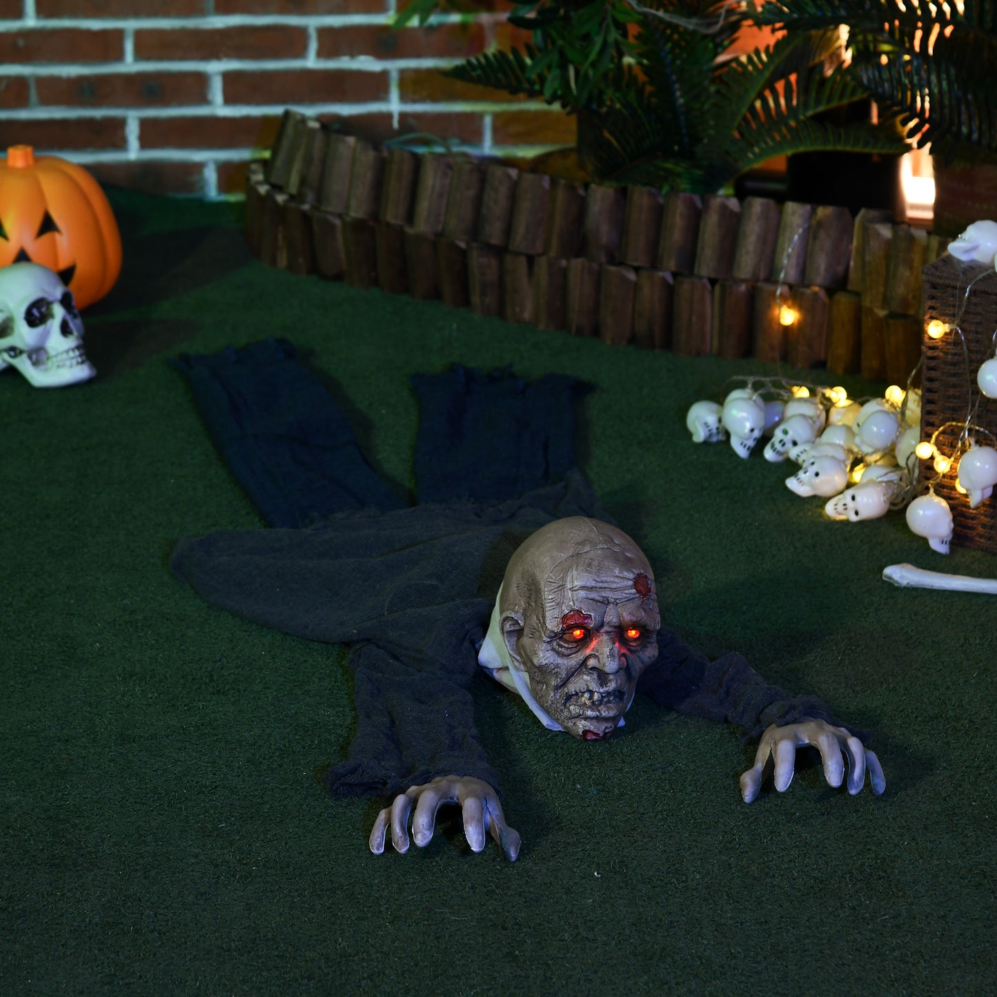 5.2ft Life Size Outdoor Halloween Decoration Crawling Zombie, Animated Prop Decor with Sound and Motion Activated