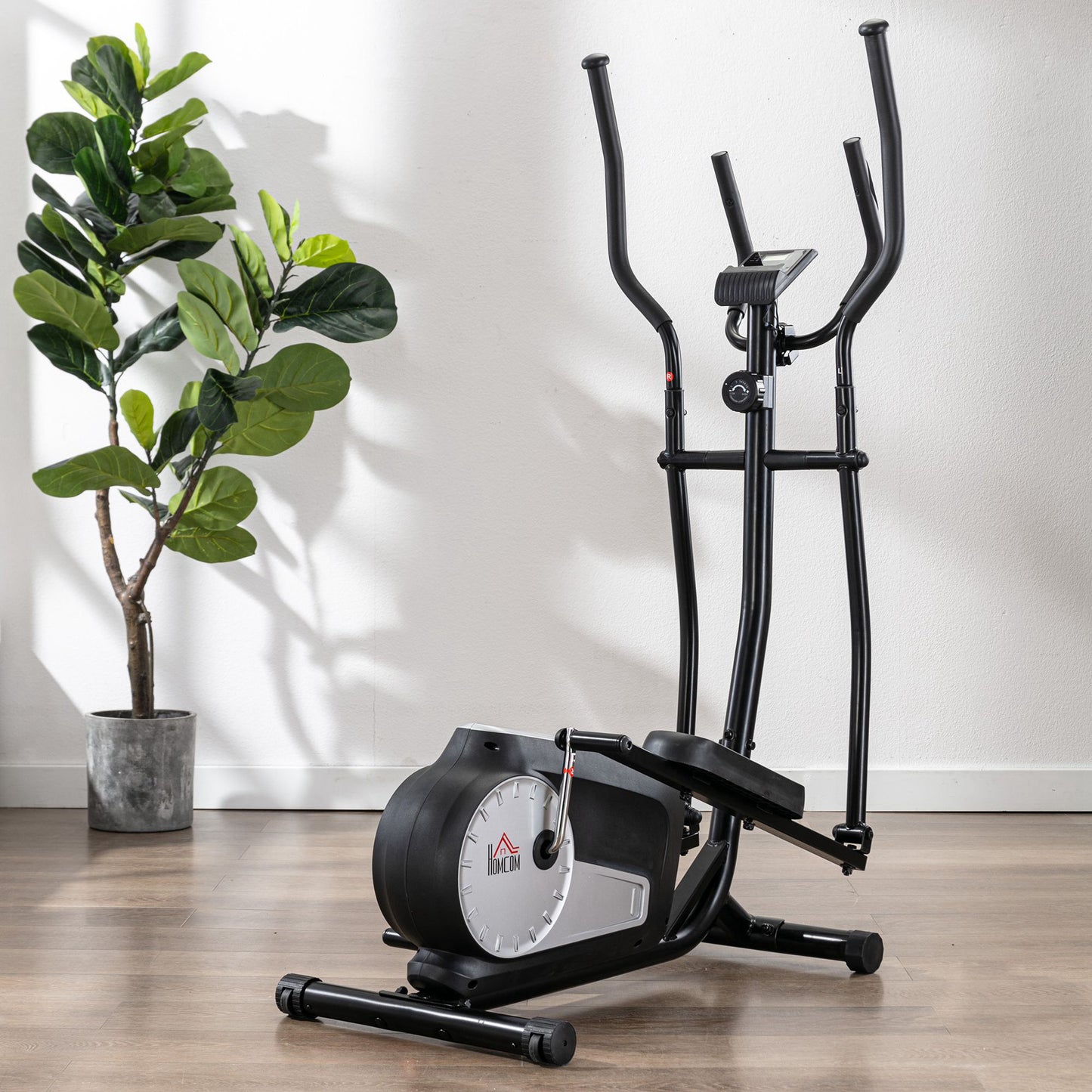 Elliptical Cross Trainer, Home Cardio Workout Machine with Eight Level Magnetic Resistance, LCD Monitor, Heart Rate Sensor