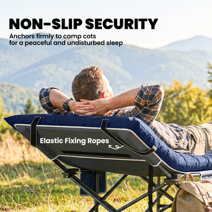 Sleeping Mat, Foldable Camping Mattress Pad with Four Corner Elastic Straps, Dark Blue