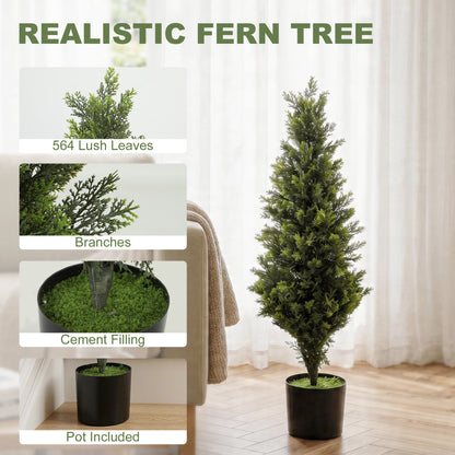 Set of 2 Decorative Artificial Plants Cypress in Weighted Pot, Fake Plant with 564 Leaves, 90cm