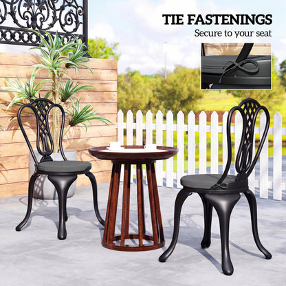 Outdoor Bistro Chair Cushions Set of 4 with Removable Cover, 41 x 41 x 5 cm Round Seat Cushions with Ties, Dark Grey