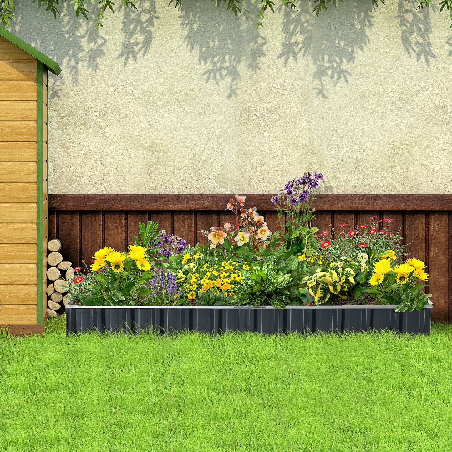 645L Metal Raised Garden Bed, DIY Large Steel Planter Box, No Bottom w/ A Pairs of Glove for Backyard