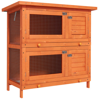 Rabbit Hutch Outdoor Guinea Pig Hutch Wooden Duck House Pet Cage with Opening Roof, 90 x 45 x 90cm