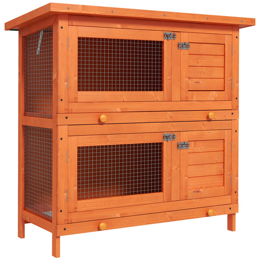 Rabbit Hutch Outdoor Guinea Pig Hutch Wooden Duck House Pet Cage with Opening Roof, 90 x 45 x 90cm