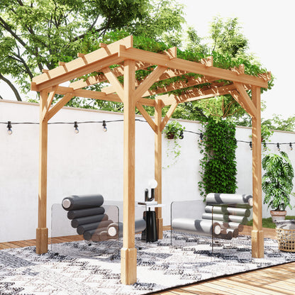 2 x 2 m Wooden Pergola Kit, Decorative Garden Gazebo Shelter with Stable Structure for Climbing Vines, Flowers, Dark Brown