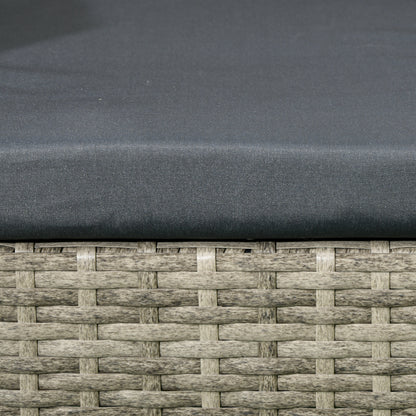 Two-Seat Rattan Chair, with Middle Table - Light Grey