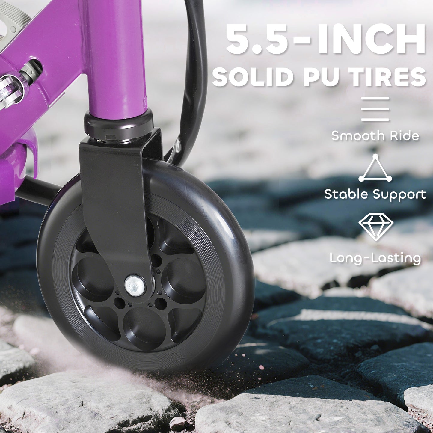 Foldable Electric Kids Scooter, Ride-on for Ages 7-14 Years, Purple