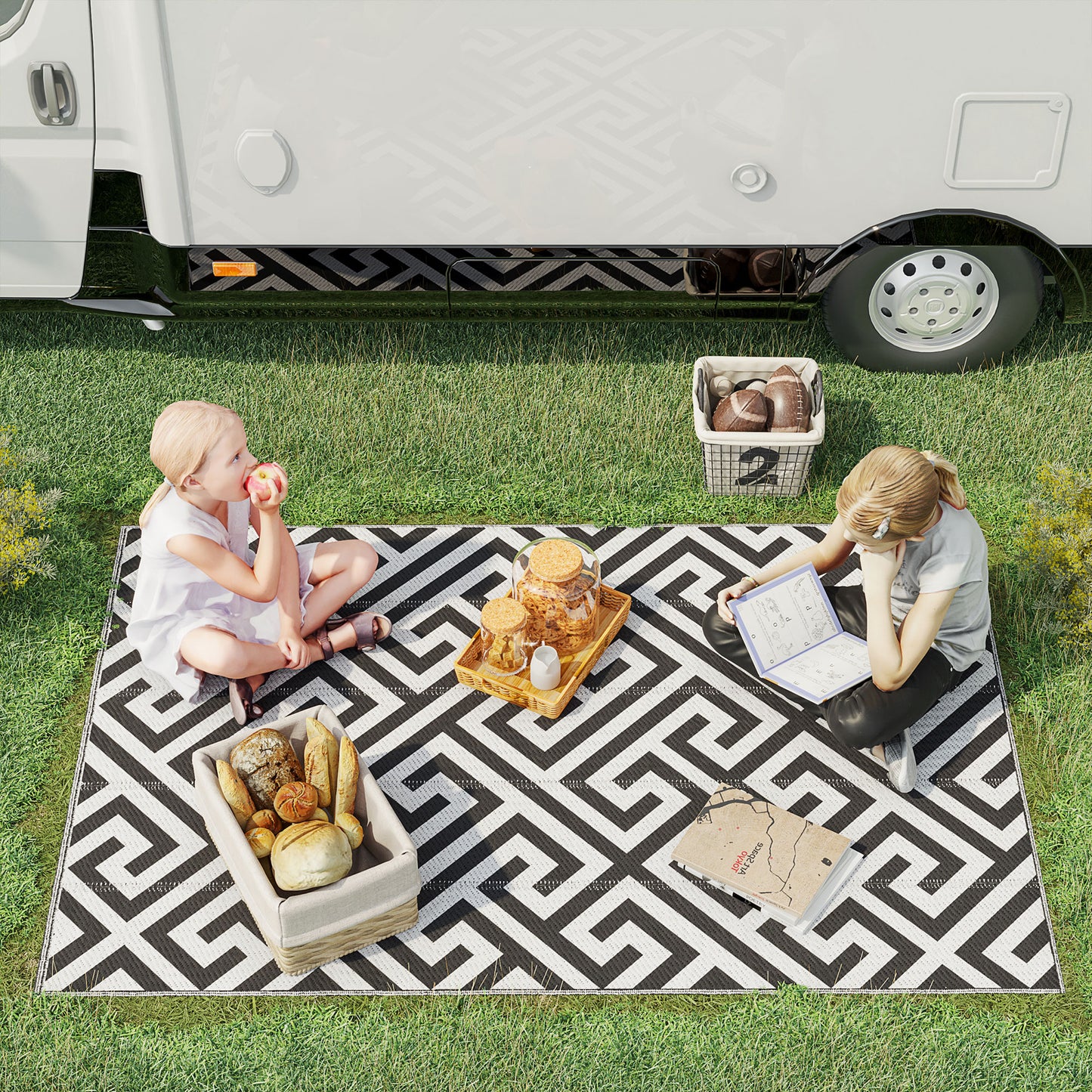 Outdoor Rug Reversible Mat Plastic Straw Rug Portable RV Camping Mat for Garden Deck Picnic Indoor, 121 x 182 cm (4 x 6 ft)