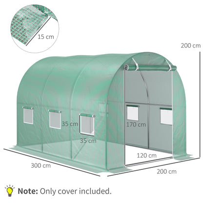 3 x 2 x 2m Greenhouse Replacement Cover ONLY Winter Garden Plant PE Cover for Tunnel Walk-in Greenhouse with Roll-up Windows