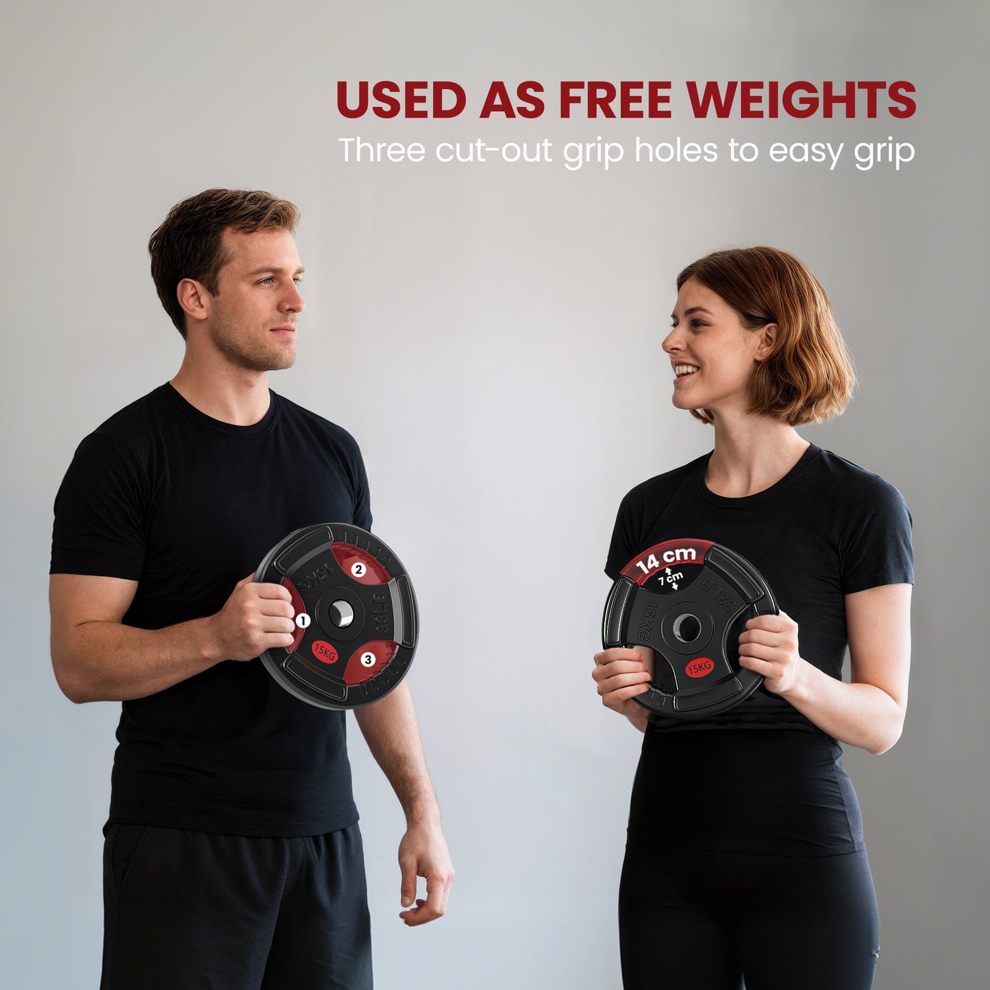 Olympic Weight Plates, 2"/5cm Weight Disc Pair with Tri-Grips