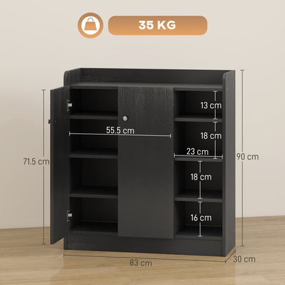 Shoe Storage Cabinet with Adjustable Shelves - Black