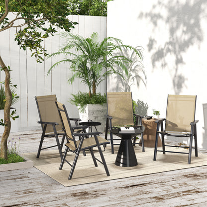 Set of Four Folding Garden Chairs - Light Brown