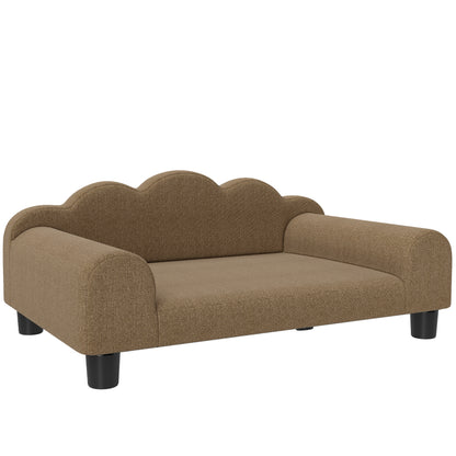 Elevated Dog Sofa Bed, Breathable Pet Sofa with Backrest and Armrest for Small Dogs, Brown