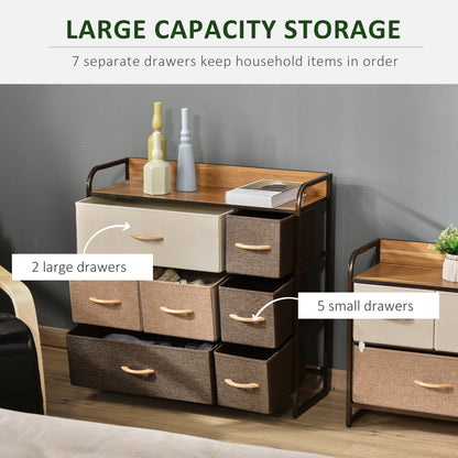Chest of Drawers with 7 Foldable Drawers, 3-Tier Fabric Bedroom Dresser, Clothes Storage Unit for Bedroom, Living Room