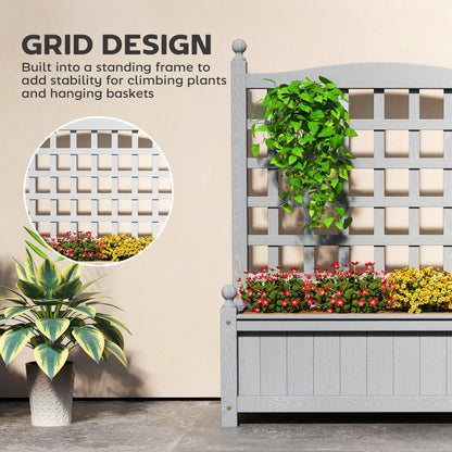 Garden Planters with Trellis for Climbing Vines, Wood Raised Beds for Garden, Flower Pot, Indoor Outdoor, Grey