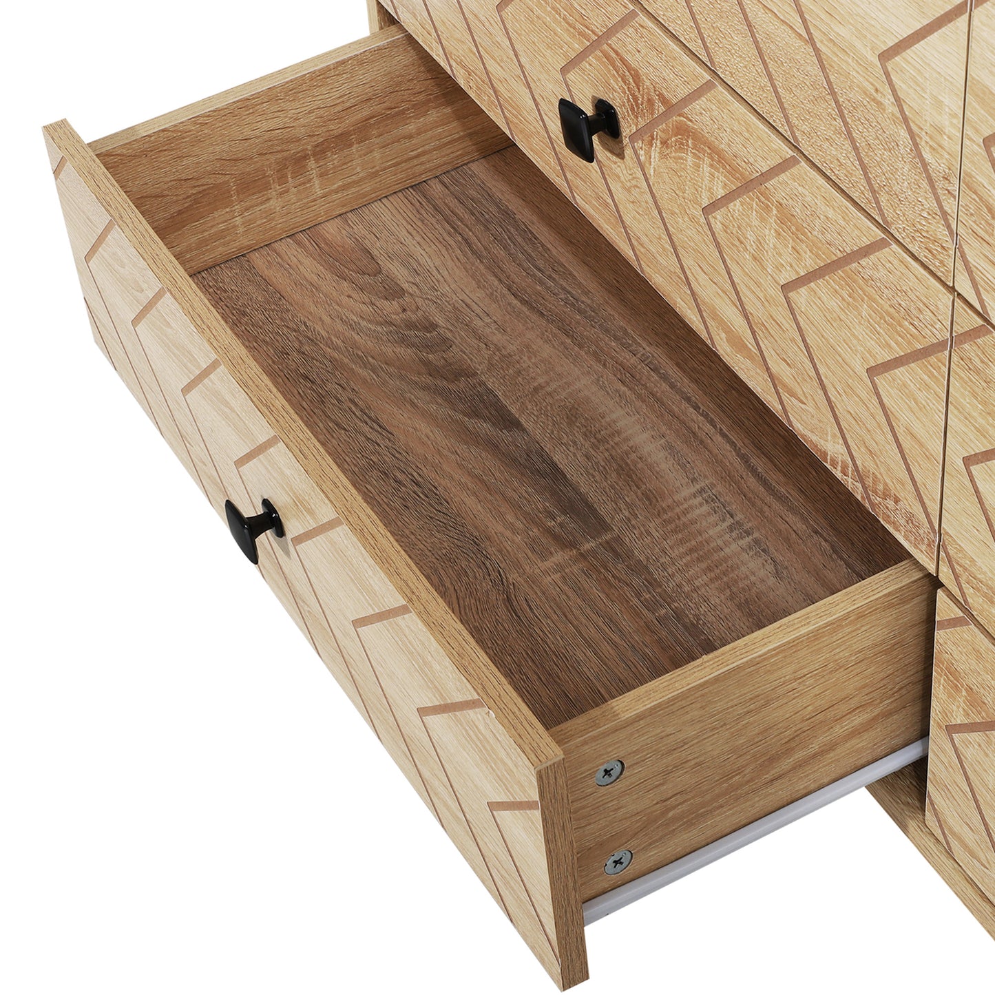 Bedroom Chest of Drawers, 6 Drawer Dresser, Sideboard Cabinet with Zigzag Design and Metal Base, Storage Drawer Unit