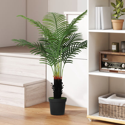 120cm Artificial Areca Palm Tree with 9 PE Leaves, Decorative Artificial Plant with Plastic Pot and Flocked Soil