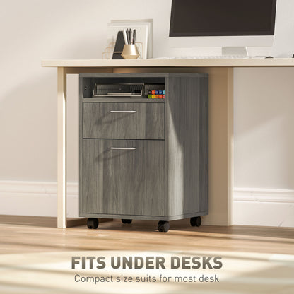 Filing Cabinet, Mobile File Cabinet with 2 Drawers, Office Home Organiser on Wheels for A4, Letter-Size File Folders
