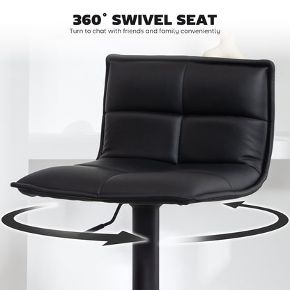 Set of Two Modern Faux Leather Bar Stools - Black