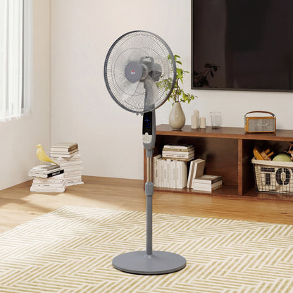 16in Pedestal Standing Floor Fan, Oscillation Cooling Fan with Remote Control, Grey