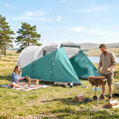 Three-Man, 3000mm Water-Resistant Two-Room Tunnel Tent - Green