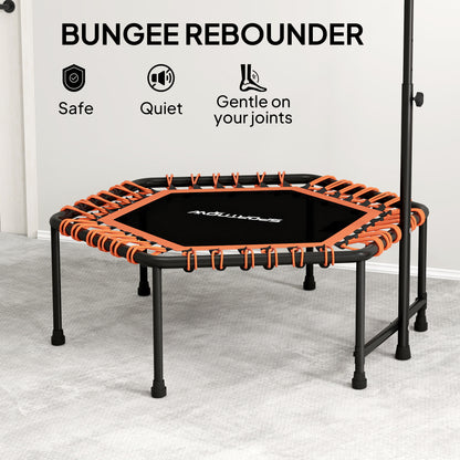 45" Rebounder Trampoline for Adults, Quiet Bungee Rebounder with LED Lights and Adjustable Handle, Orange