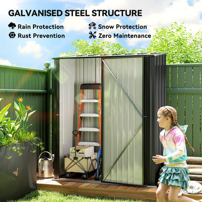 5.3 x 3.1ft Corrugated Steel Garden Shed - Black