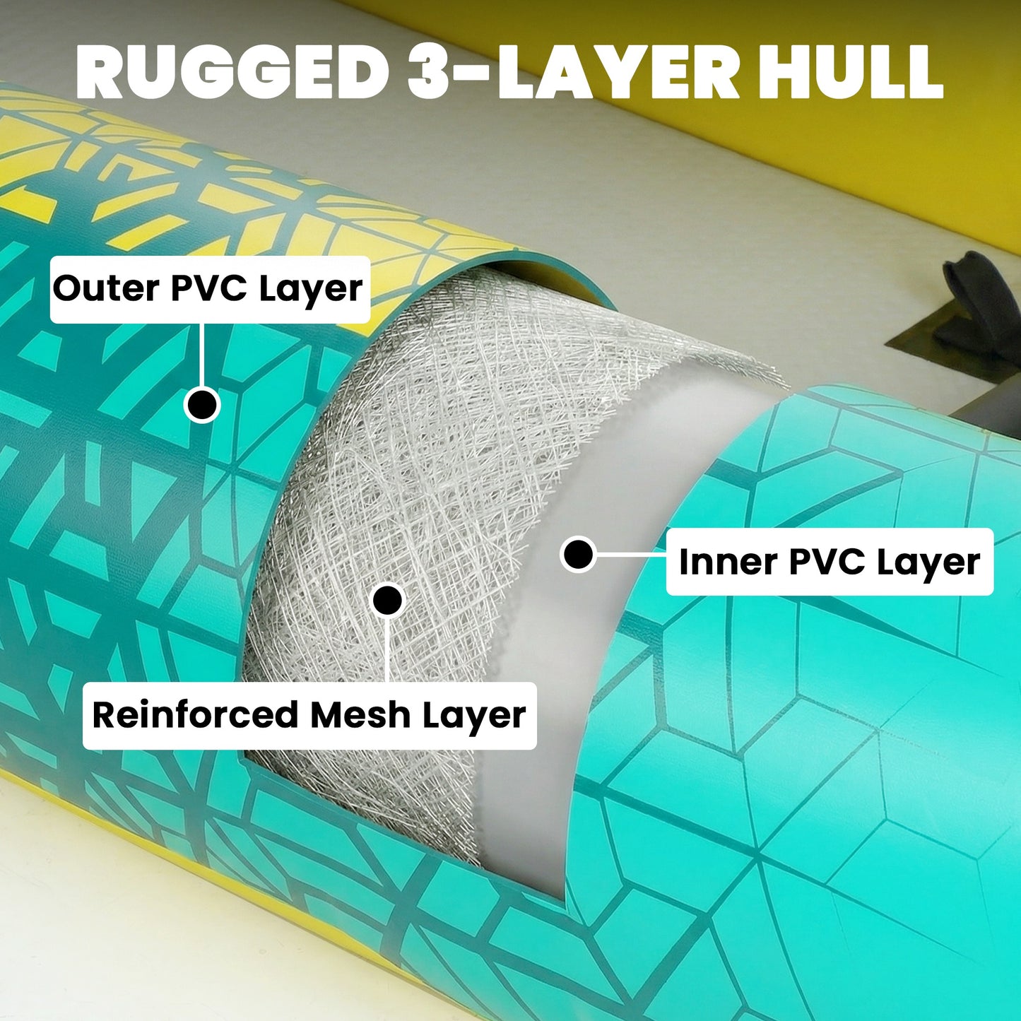 12.5' Inflatable Kayak Set, 2-person Sit on Canoe with Aluminium Oars, Blue and Yellow