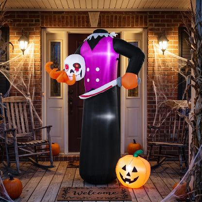 6 FT Halloween Inflatable Headless Skeleton, Blow Up Halloween Skeleton Decoration with LED Lights for Indoor Outdoor