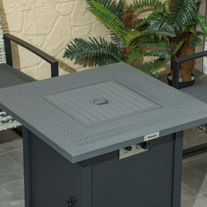 71 x 71cm 40000 BTU Gas Firepit Table - Black/Dark Grey