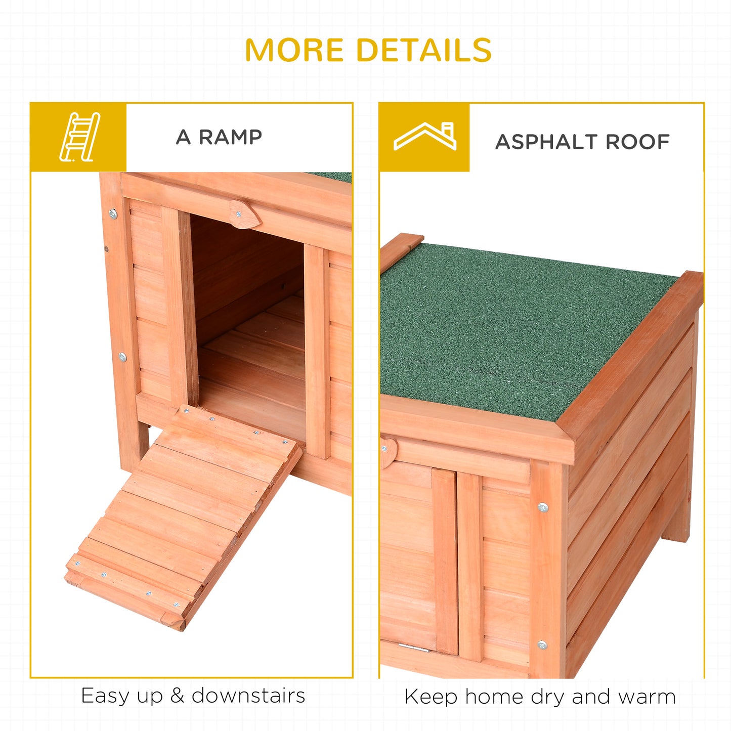 Wooden Rabbit Hutch Outdoor, Guinea Pig Hutch, Rabbit Hideaway, Cat House, Bunny Cage Small Animal House with Openable Roof