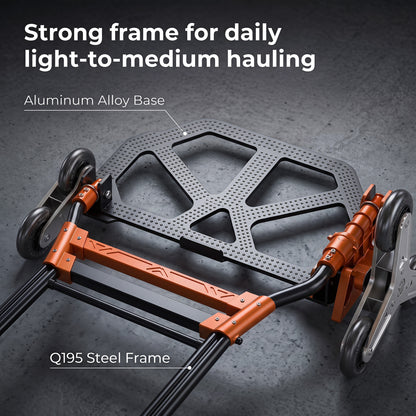 Heavy Duty Foldable Trolley on Wheels, Steel Folding Hand Truck, 75kg, Black and Orange