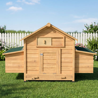 Chicken Coop, Wooden Outdoor Hen House with Nesting Box, Openable Waterproof Top, Pull-Out Tray, 150 x 100 x 97cm