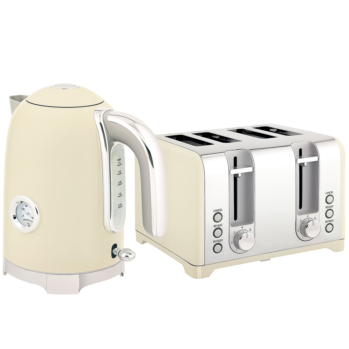 Retro 3000W Kettle and Toaster Set - Cream