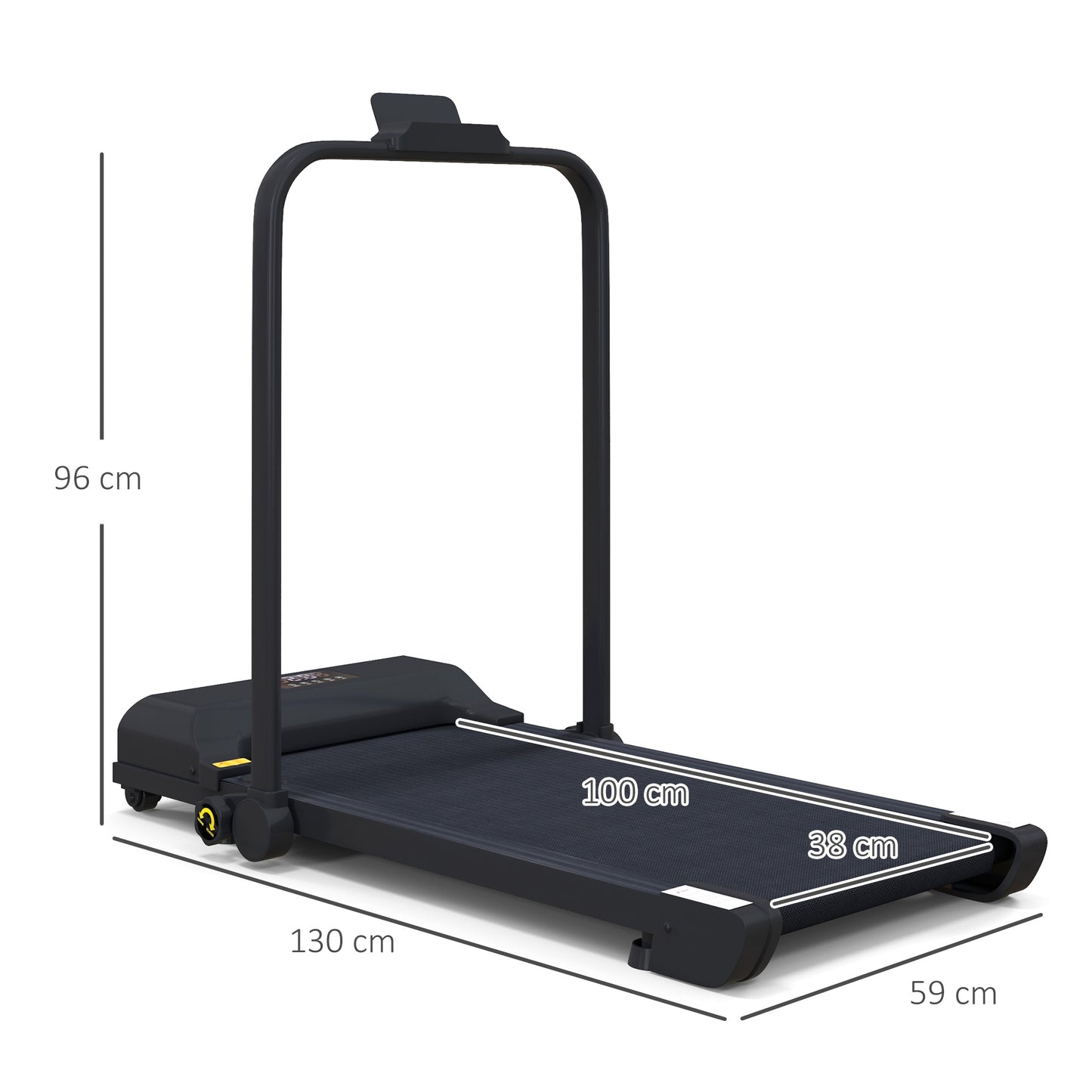 Walking Pad Treadmill, Folding Under Desk Treadmill, 1-10km/h, with Remote Control, Black