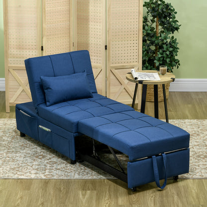 Convertible Chair Bed with Padding Seat, 4-in-1 Multi-Functional Sleeper Sofa Bed, Recliner with Adjustable Backrest