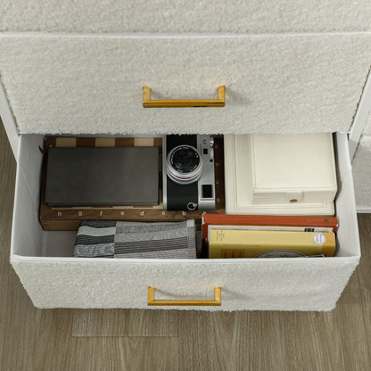 Chest of Drawers with 9 Fabric Drawers, Boucle Storage Organiser with Steel Frame, Fabric Dresser for Bedroom, Living Room