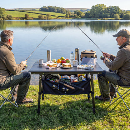 Folding Camping Table, 90 x 55 cm Height Adjustable Portable Collapsible Table