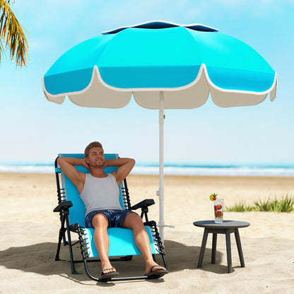 Beach Umbrella Portable with Sand Anchor, Carry Bag, Adjustable Height & Tilt, UPF50+ UV Protection, Blue